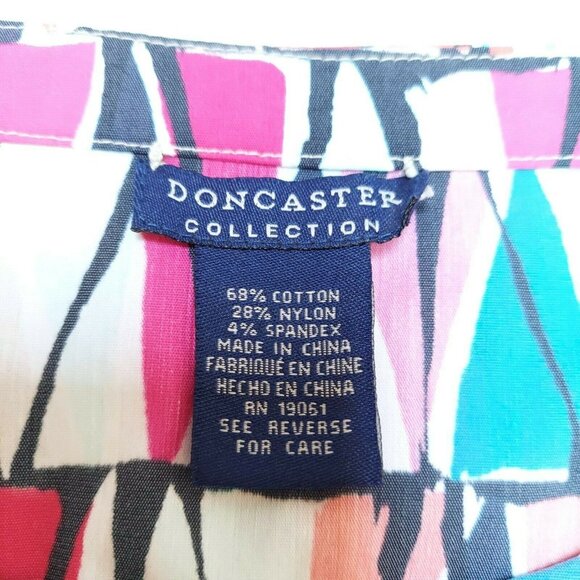 Doncaster Collection Geometric Print 3/4 Sleeve Top Blouse Size 10 Multicolor - Picture 3 of 6